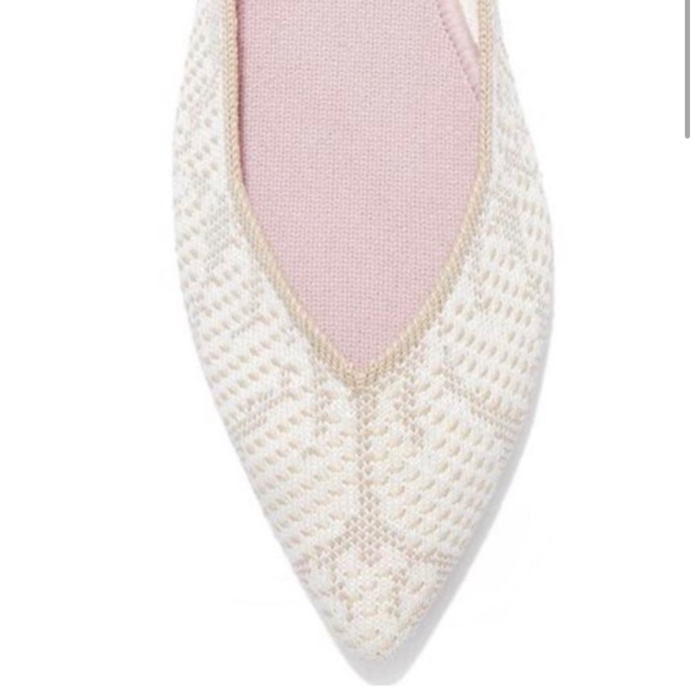 Rothy’s ‘Lily’ The Point ‘ Wedding Flats Slip On Shoe Womens 6.5 White Beige Tan